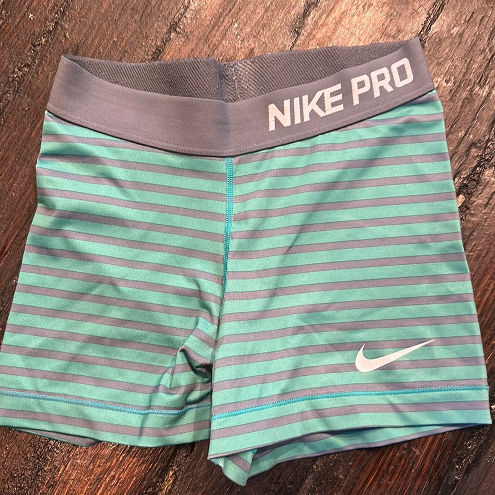 Green and Grey striped Nike spandex Size S